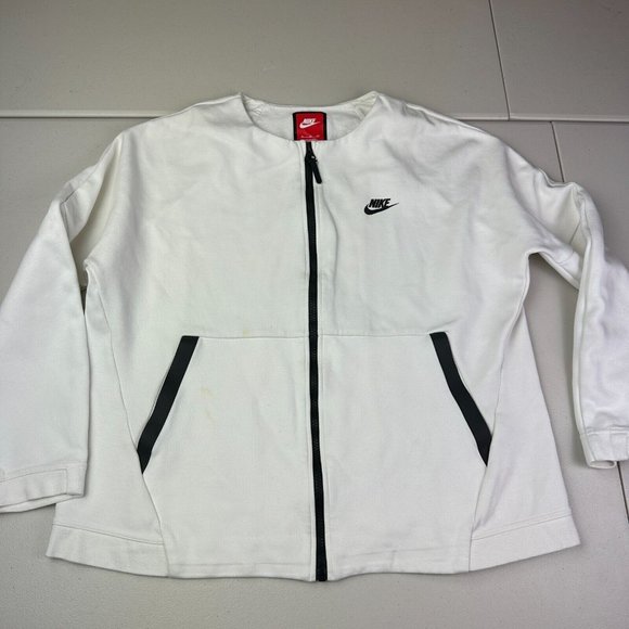 Nike‎ Women's Tech Fleece Size XL White Full Zip Used - Picture 1 of 12